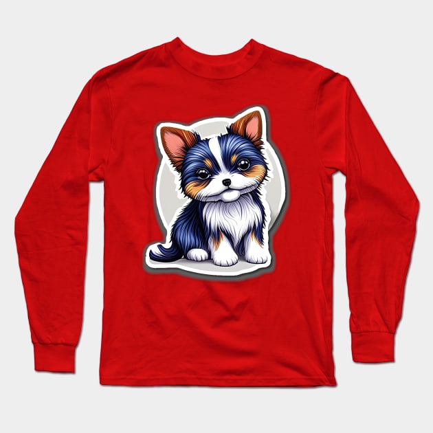 American Biewer Terrier Puppy Long Sleeve T-Shirt by SymbioticDesign